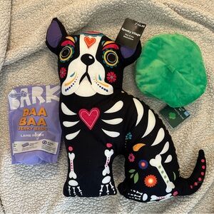 NWT plush dog toys & bag of treats
